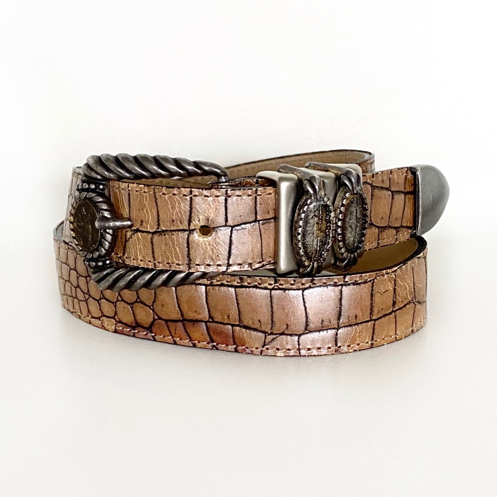 Vintage Streets Ahead Tan Croc Embossed Belt